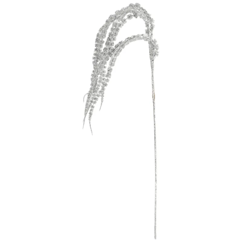 Gałązka Świąteczna Bogato Zdobiona Z Brokatem SZARŁAT (Amarantus) 99 cm Kolor - Srebrny