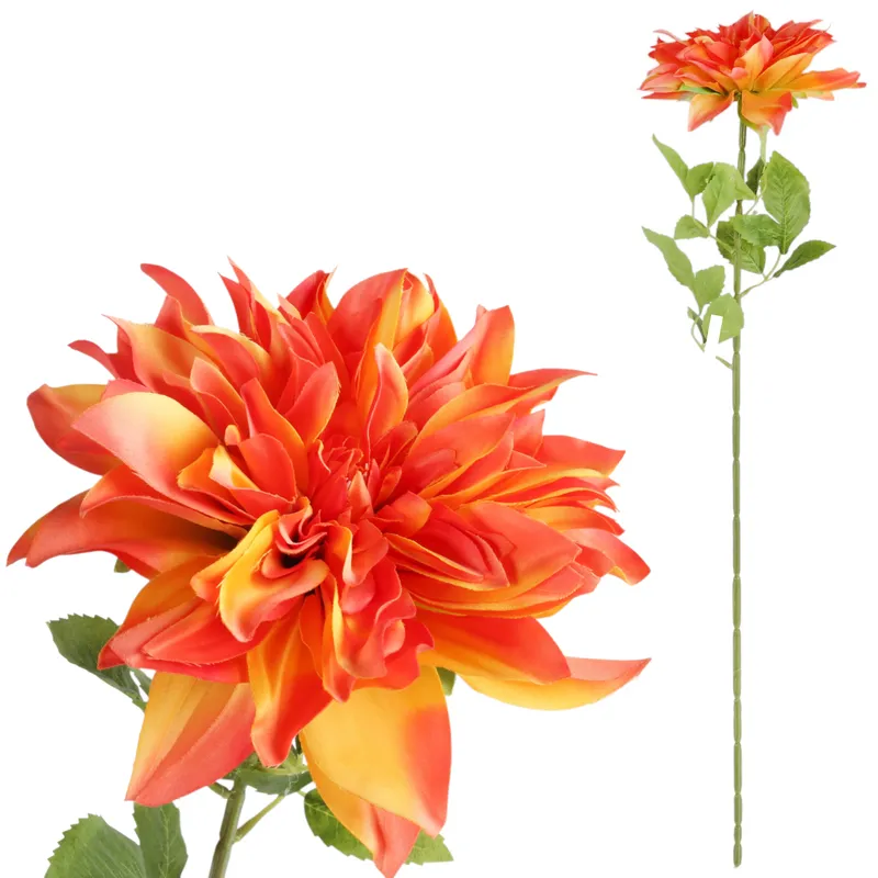 DALIA Duży KWIAT SZTUCZNY Do Wazonu 74 cm - Pomarańczowa