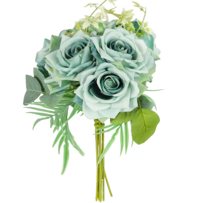 Elegancki Bukiet 10 Róż Do Wazonu 30 cm - Turkusowy