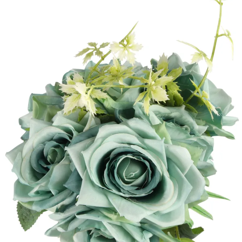 Elegancki Bukiet 10 Róż Do Wazonu 30 cm - Turkusowy