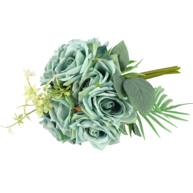 Elegancki Bukiet 10 Róż Do Wazonu 30 cm - Turkusowy