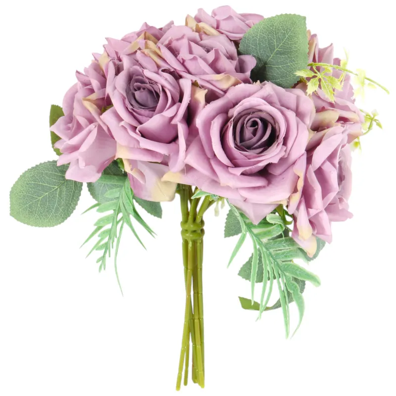 Elegancki Bukiet 10 Róż Do Wazonu 30 cm - Fioletowy
