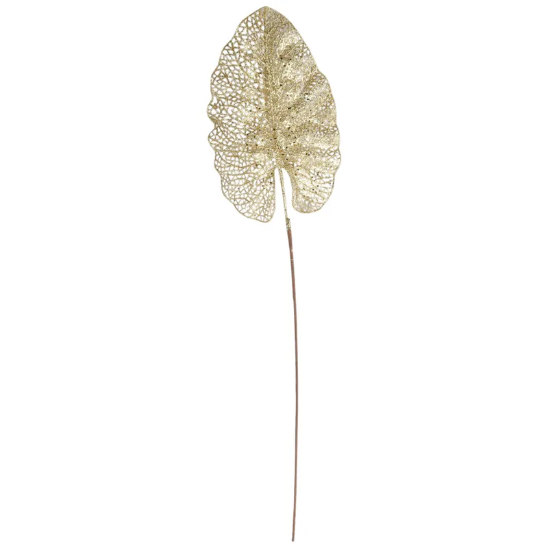 Gałązka Ażurowego Liścia W Kolorze Złotym 80 cm