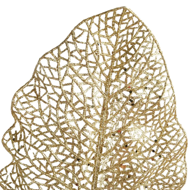 Gałązka Ażurowego Liścia W Kolorze Złotym 80 cm