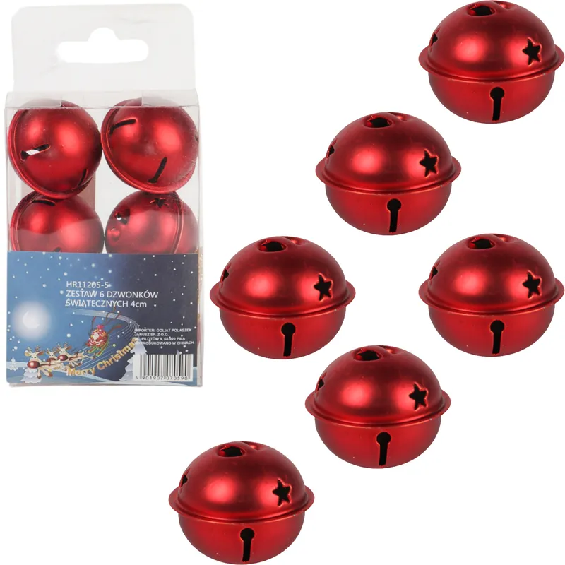 Dzwonki Mikołaja 4 cm Zawieszki Metalowe - Czerwone