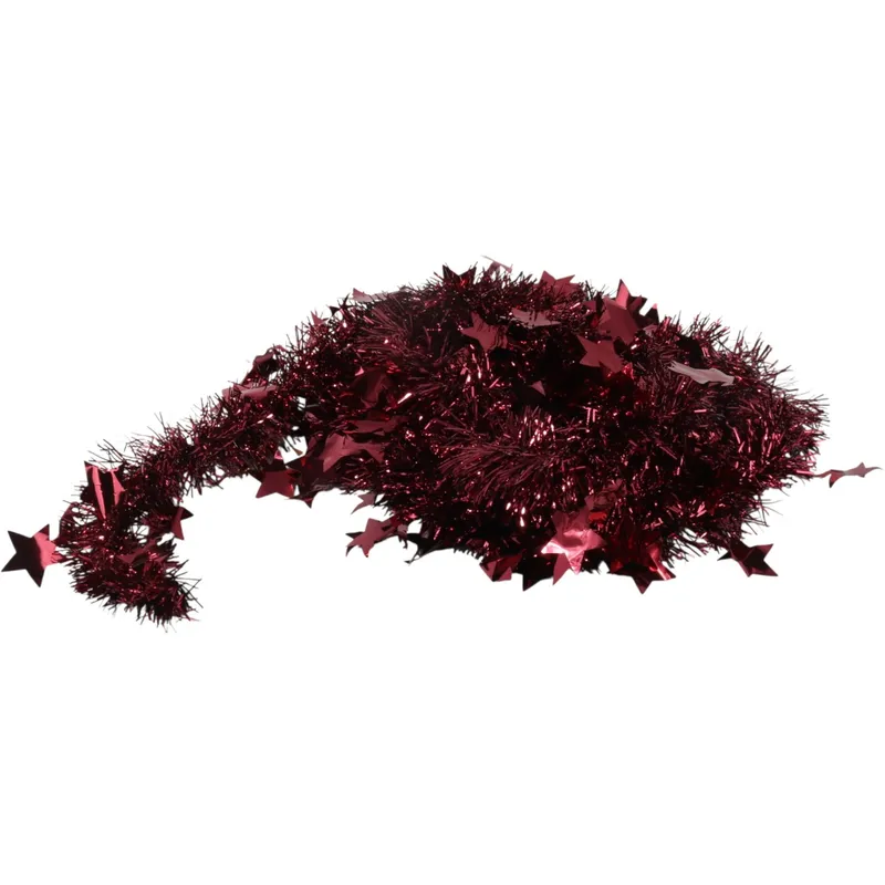 Łańcuch Choinkowy Z GWIAZDKAMI Średnica 7 cm, Długość 3 m KOLOR BORDO
