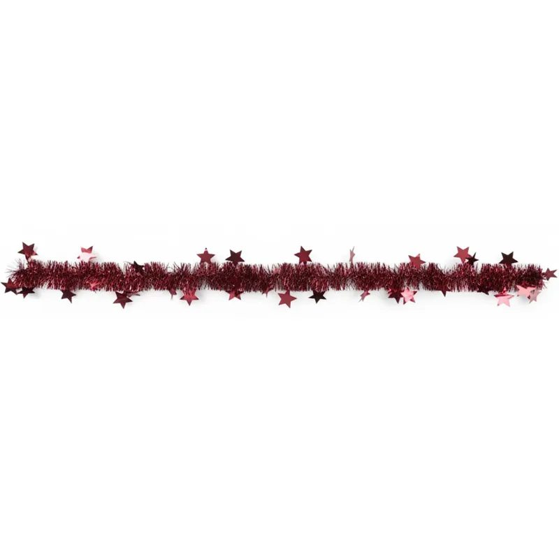 Łańcuch Choinkowy Z GWIAZDKAMI Średnica 7 cm, Długość 3 m KOLOR BORDO