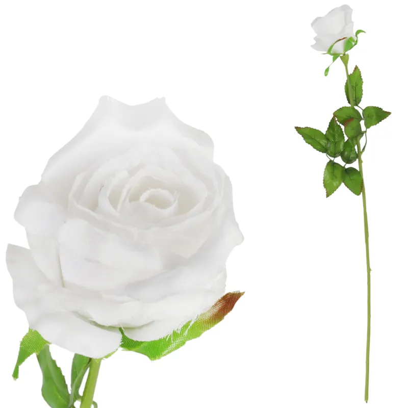 Róża Sztuczna Pojedynka W Pąku Kolor 68 cm - Biała