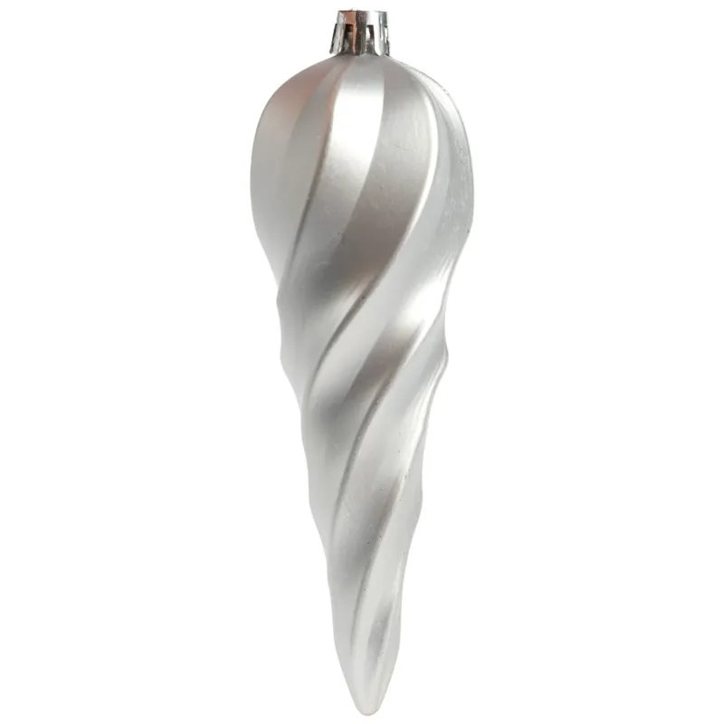 Komplet 6 Bombek Plastikowych SOPLE 14 cm - SREBRNE