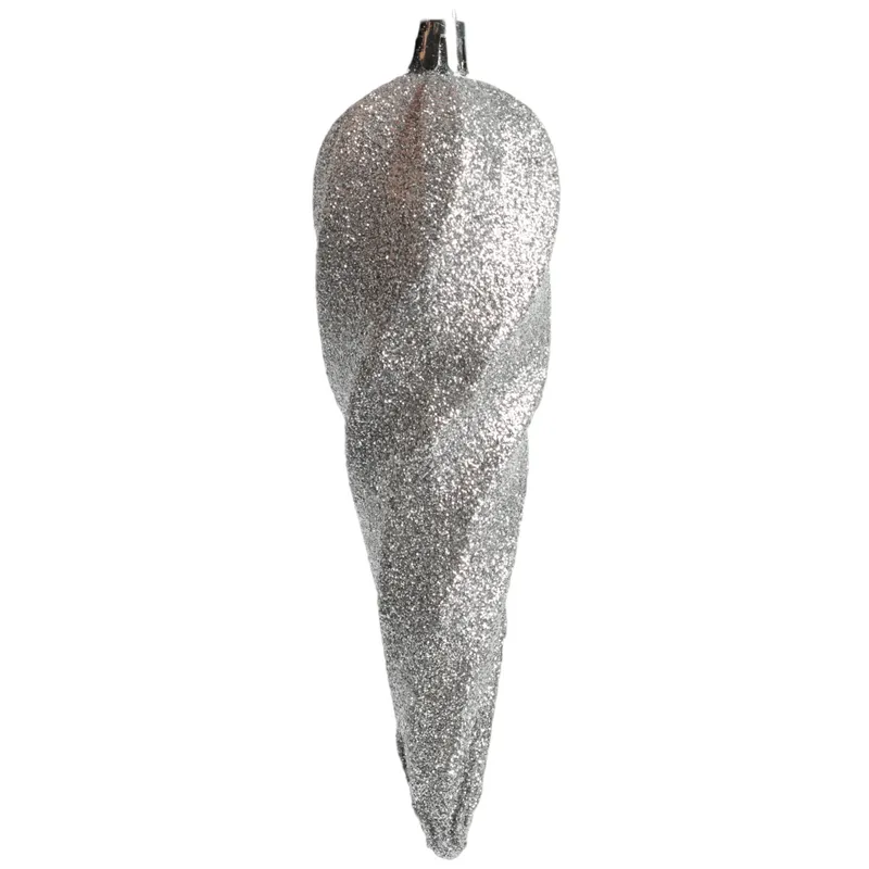 Komplet 6 Bombek Plastikowych SOPLE 14 cm - SREBRNE