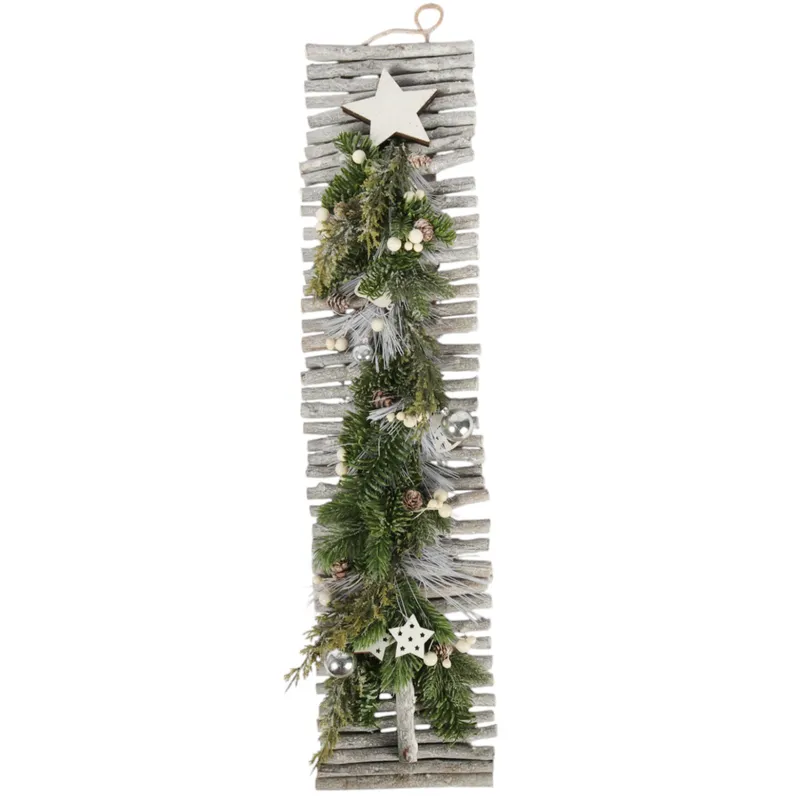 Choinka- Dekoracja Ścienna Do Powieszenia 85 cm - Srebrna