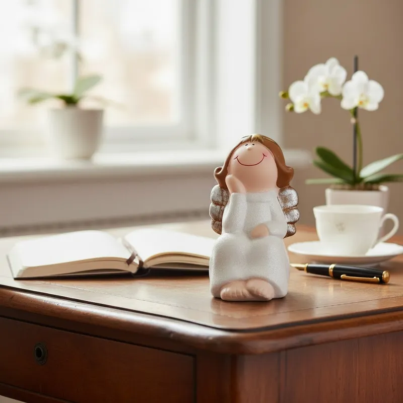 Ceramiczny Siedzący Anioł 11 cm