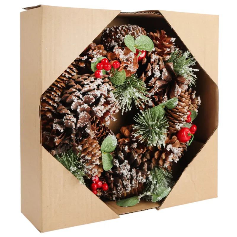 Wianek Świąteczny Na Drzwi Stroik Wieniec Z Szyszek 28 cm III