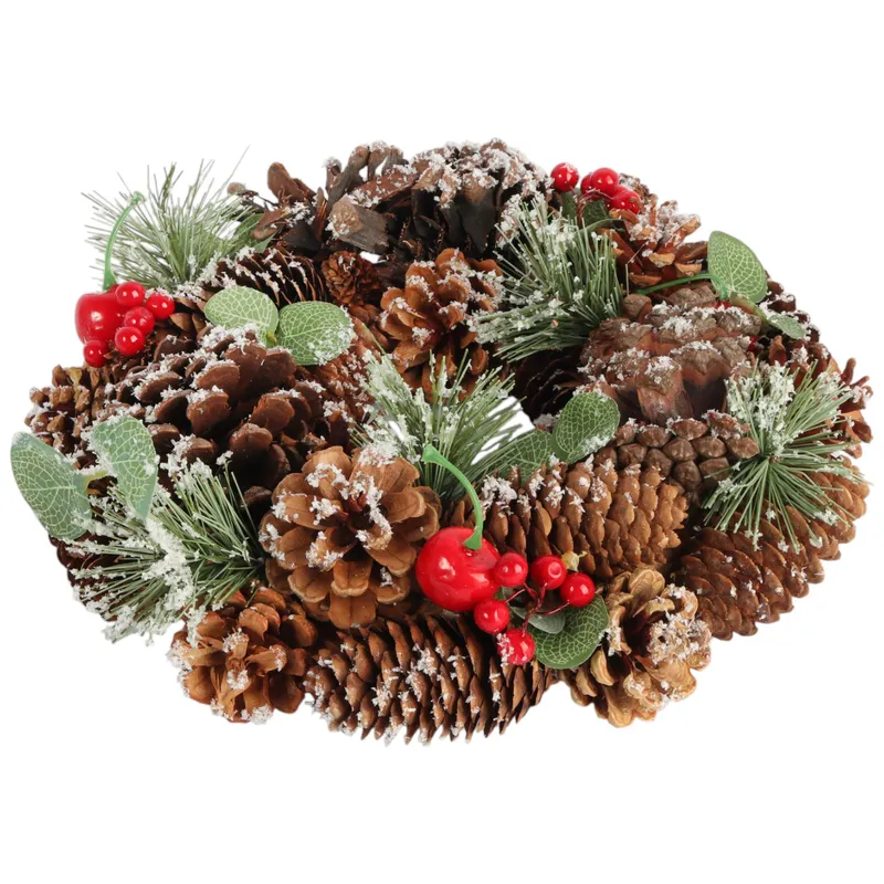 Wianek Świąteczny Na Drzwi Stroik Wieniec Z Szyszek 28 cm III