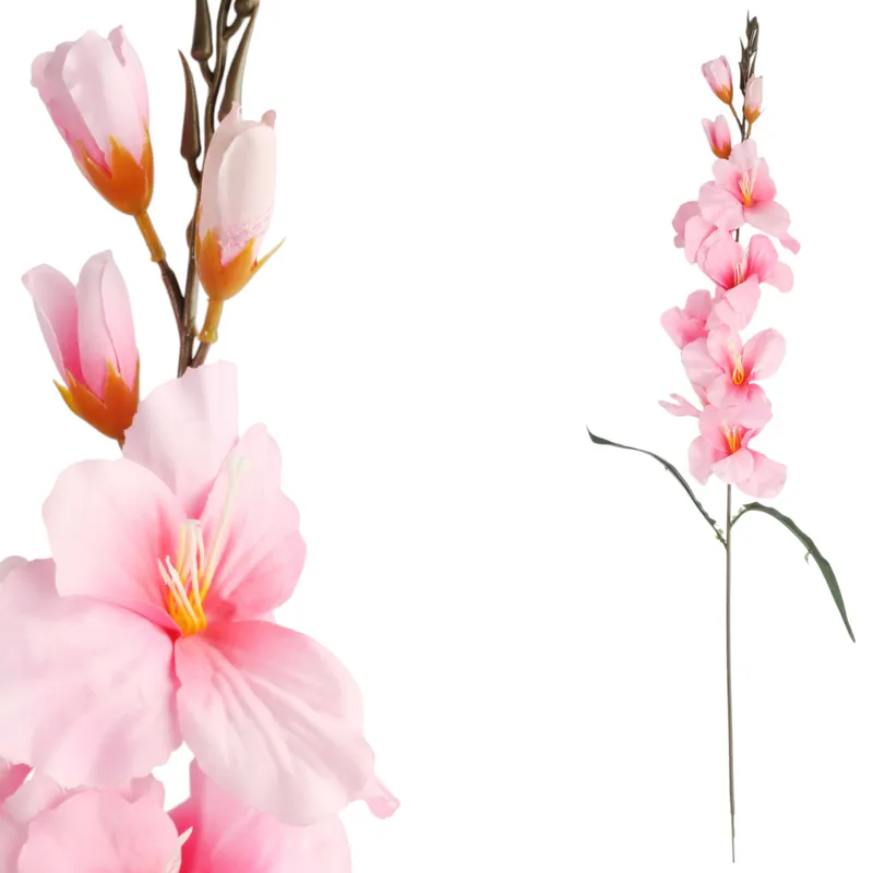 MIECZYK Kwiat Sztuczny Do Wazonu GLADIOLA 76 cm Jasno-Różowa
