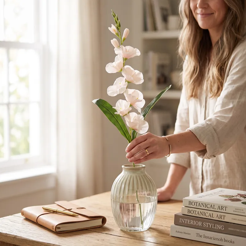 MIECZYK Kwiat Sztuczny Do Wazonu GLADIOLA 76 cm - Kremowa