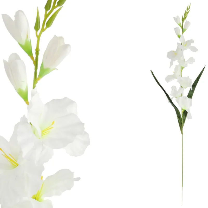 MIECZYK Kwiat Sztuczny Do Wazonu GLADIOLA 76 cm - Biała