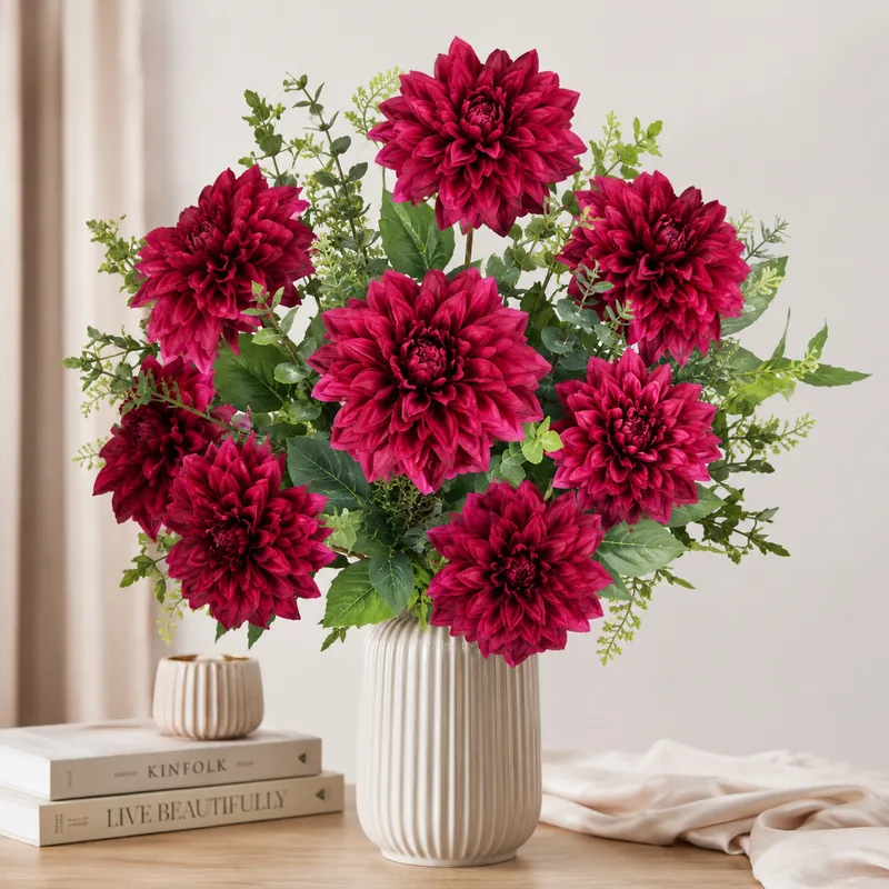 Dalia DUŻY Kwiat Pojedynczy CIEMNY FIOLET 74 cm