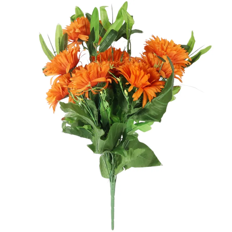 BUKIET 18 GERBER Z DODATKAMI Sztuczne Kwiaty Do Wazonu KOMPOZYCJA 52 cm - POMARAŃCZOWA
