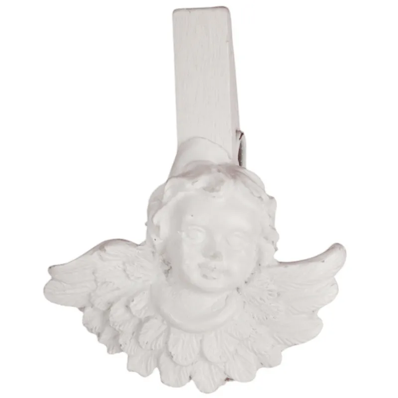 Klamrki Z Figurkami Aniołów 4.5 cm Zestaw 6 Sztuk OZDOBA DEKORACJA - Białe