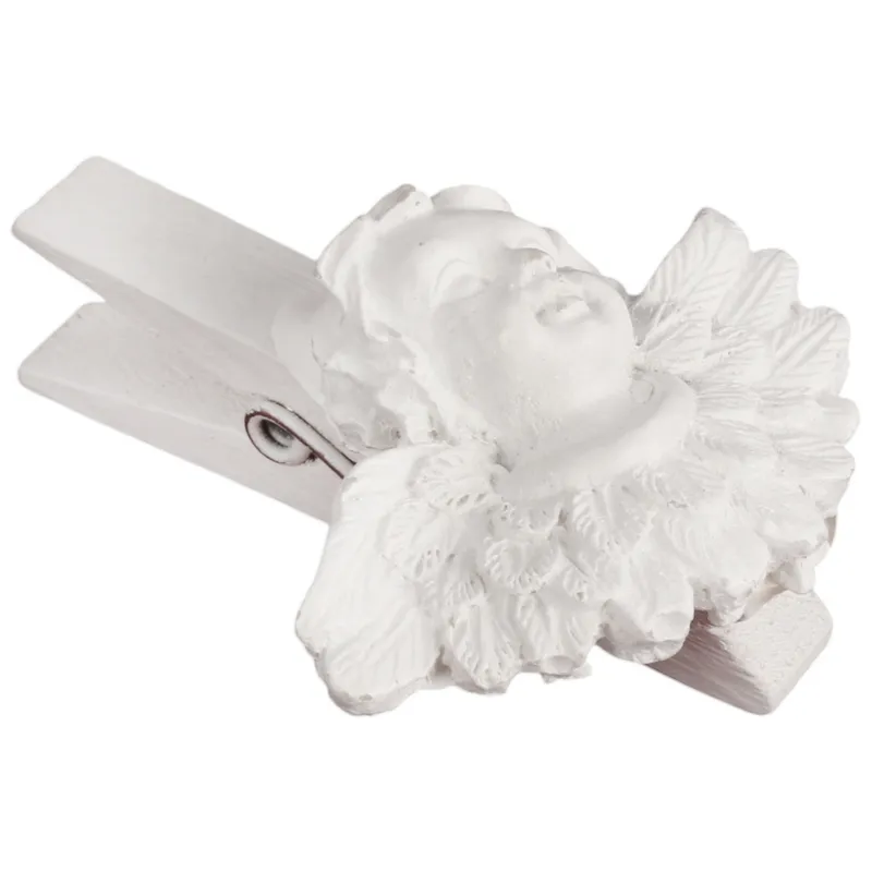 Klamrki Z Figurkami Aniołów 4.5 cm Zestaw 6 Sztuk OZDOBA DEKORACJA - Białe