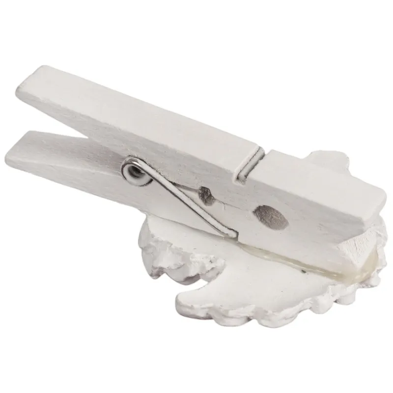 Klamrki Z Figurkami Aniołów 4.5 cm Zestaw 6 Sztuk OZDOBA DEKORACJA - Białe