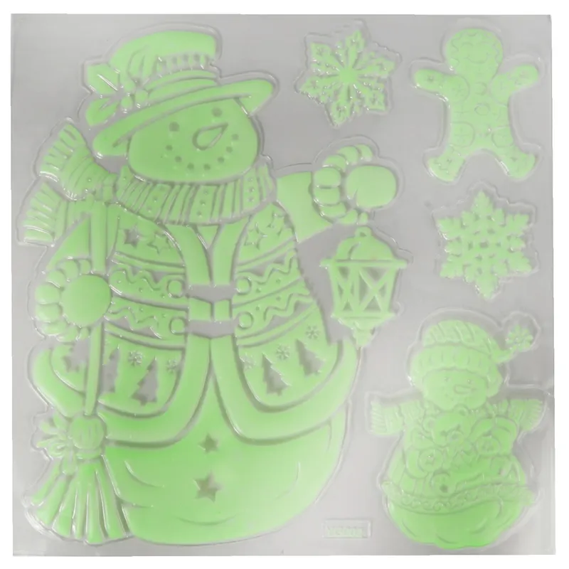 Fluorescencyjne Naklejki Na Okno Z Motywem Bałwana Świecące Nocą – 40×30 cm