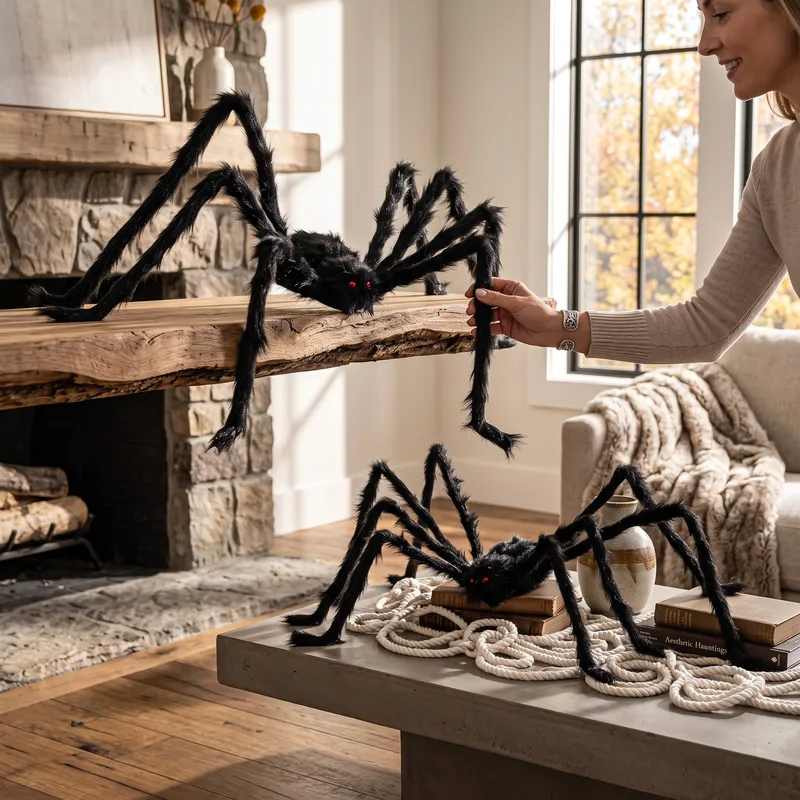 Dekoracja Ozdoba Na Halloween Pająk Włochaty Gigant Straszna Tarantula 70 cm