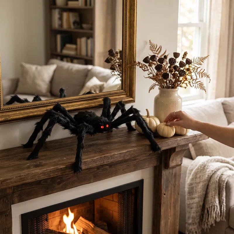 Dekoracja Ozdoba Na Halloween Pająk Włochaty Gigant Straszna Tarantula 70 cm