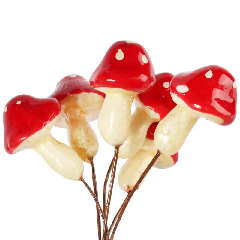 Muchomory Muchomorki Grzyby Na Piku Ozdoby Dekoracyjne 4 cm 6 szt - Czerwone