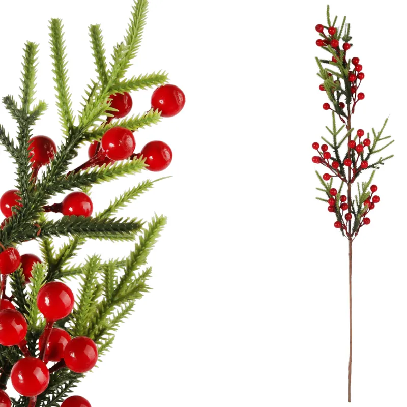 Gałązka Ozdobna Święta Stroik Boże Narodzenie Gałązki Sztuczne Jarzębina 70 cm