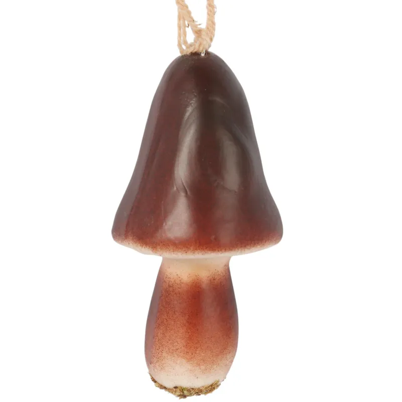 Grzybek Dekoracja Zawieszka Na Jutowym Sznurku 8 cm - Brązowy