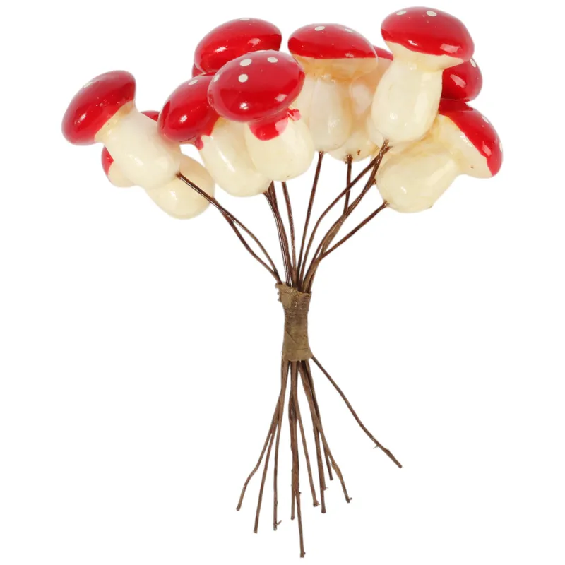 Muchomory Muchomorki Grzyby Na Piku Ozdoby Dekoracyjne 3 cm 12 szt - Czerwone