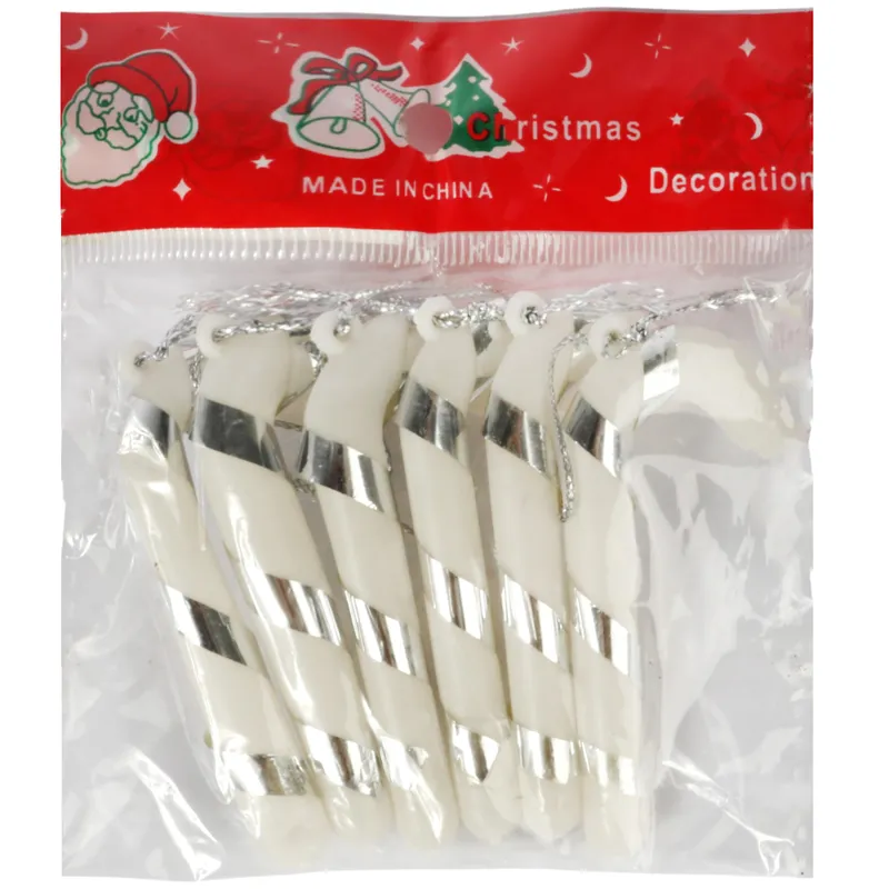 Laski Zawieszki Bożonarodzeniowe 6 szt 6 cm - Biało-Srebrne