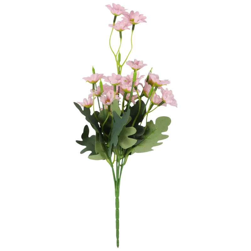 Bukiet Jasno-Różowych Margaretek - 5 Gałązek - Sztuczne Kwiaty O Wysokości 32 cm
