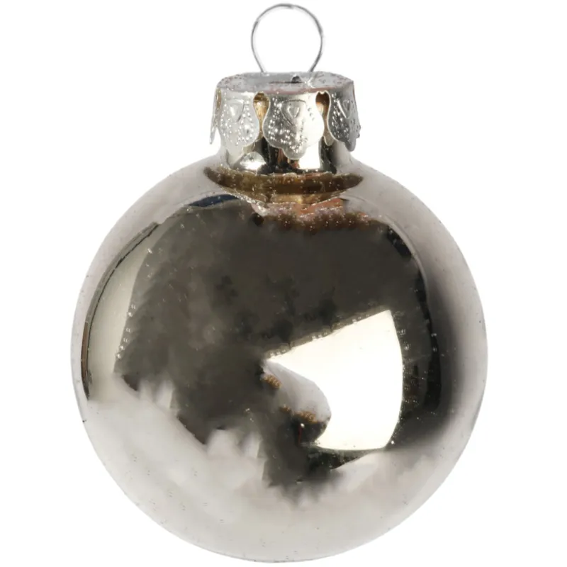 Bombki Szklane Z Brokatowym Dekorem – Komplet 5 szt. 6 cm - Srebrne