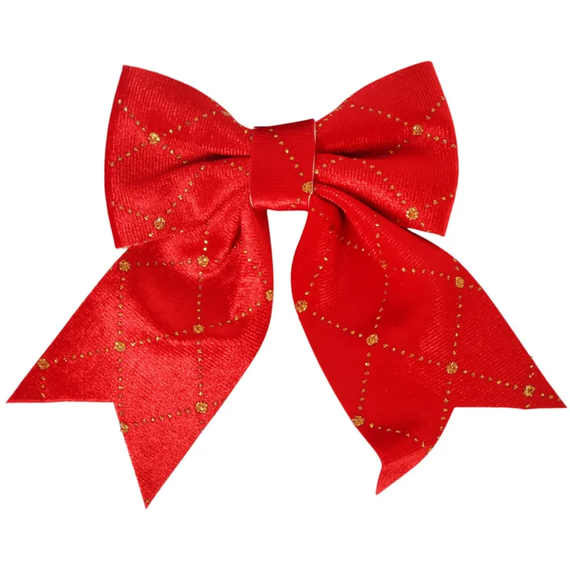 Kokarda Na Choinkę 12x15 cm Welurowa Ozdoba Stroik Dekoracja Zawieszka 2 szt - Czerwona