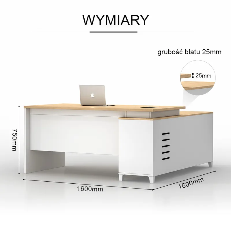 Biurko Narożne Angel Loft Work Light 160 cm