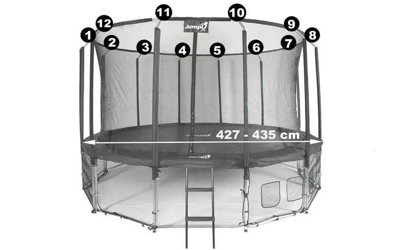 Siatka Wewnętrzna Do Trampoliny Z Ringiem 14ft 435 cm Na 12 Słupków JUMPI