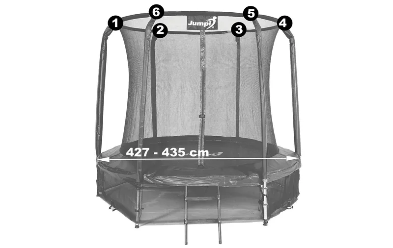 Siatka Wewnętrzna Do Trampoliny Z Ringiem 14ft 435 cm Na 6 Słupków JUMPI