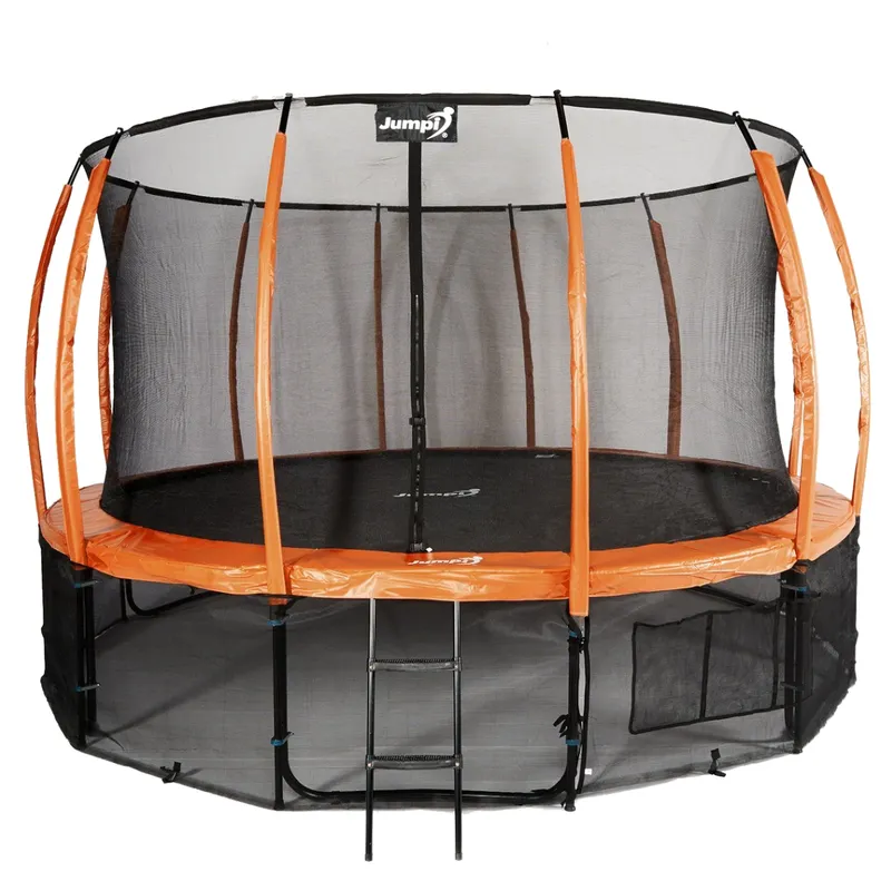 Trampolina Ogrodowa Jumpi 435CM/14FT Maxy Comfort Plus Z Wewnętrzną Siatką - Pomarańczowa