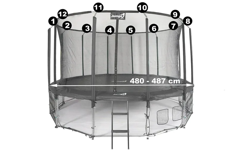 Siatka Wewnętrzna Do Trampoliny Z Ringiem 16ft 487 cm Na 12 Słupków JUMPI