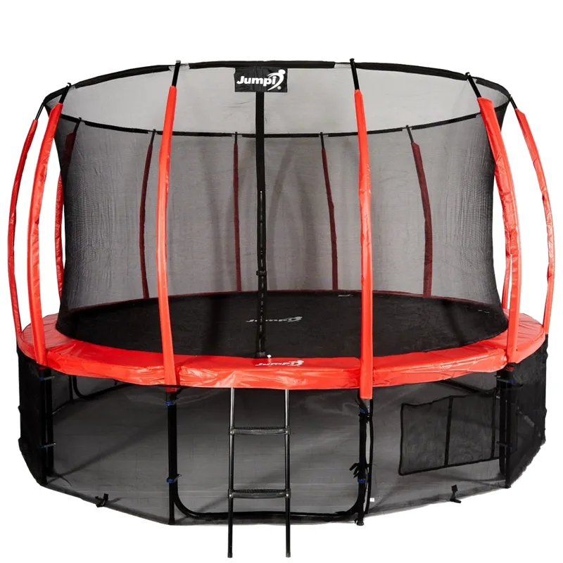 Trampolina Ogrodowa Jumpi 435CM/14FT Maxy Comfort Plus Z Wewnętrzną Siatką - Czerwona