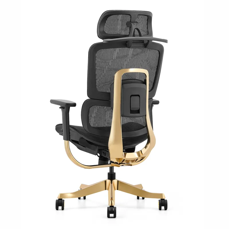 Fotel Ergonomiczny ANGEL Biurowy Obrotowy Glamour Gold