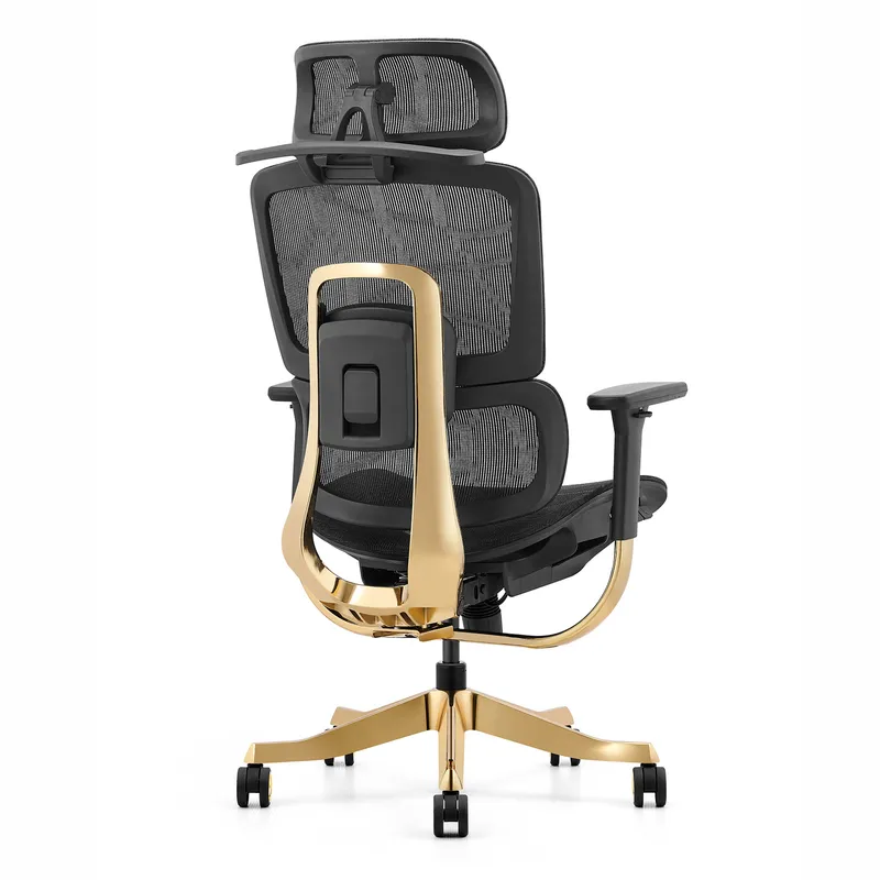 Fotel Ergonomiczny ANGEL Biurowy Obrotowy Glamour Gold