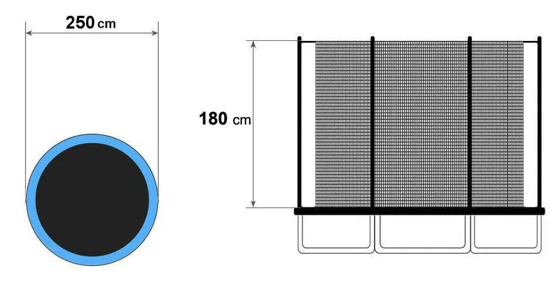 Siatka Ochronna Do Trampoliny Wewnętrzna 250cm 8ft Na 6 Słupków