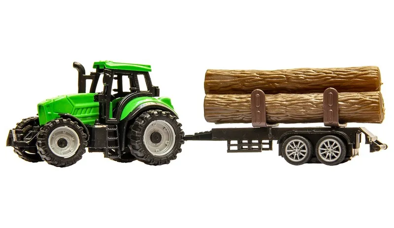 Mały Traktor Z Przyczepą Na Drewno Rolniczy TUM-TUM 19 cm - Zielony