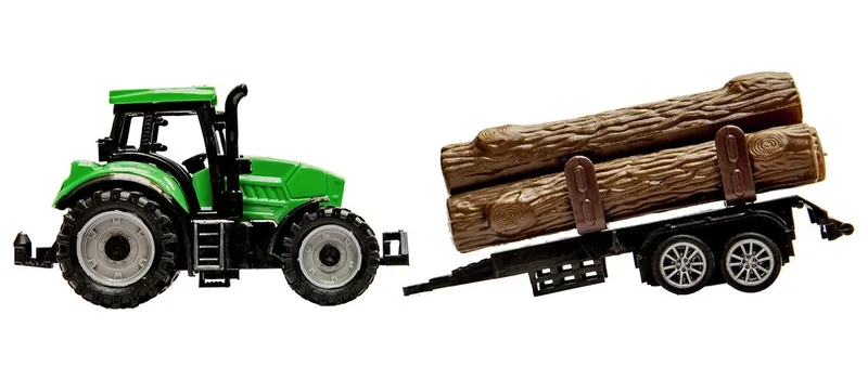Mały Traktor Z Przyczepą Na Drewno Rolniczy TUM-TUM 19 cm - Zielony
