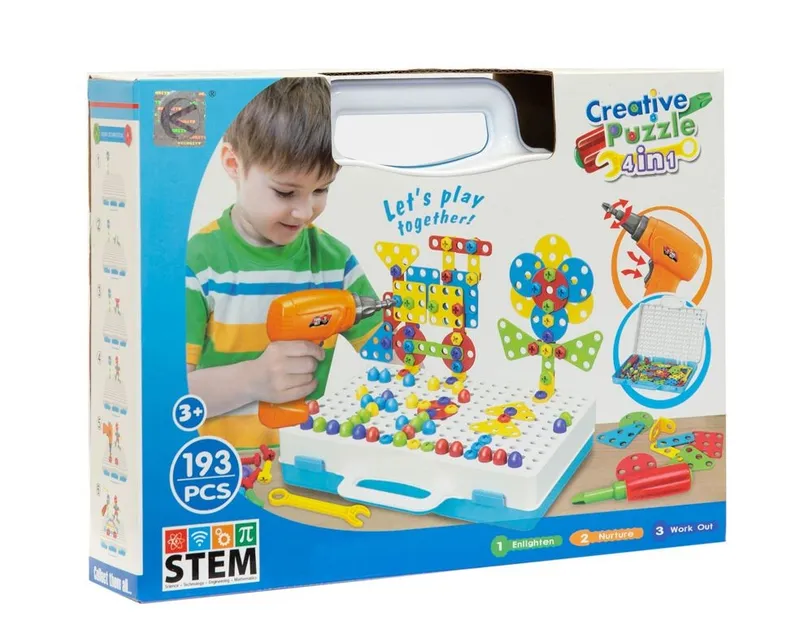 Puzzle Konstrukcyjne W Walizce 193 Elementy Z Narzędziami TUM-TUM