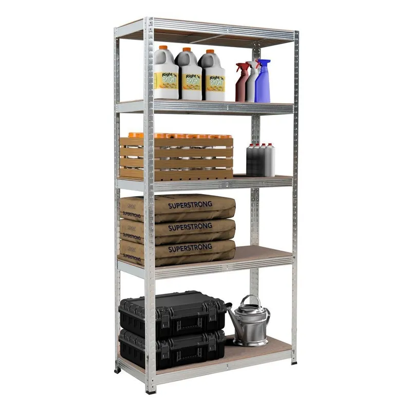 Regał Magazynowy Metalowy 2w1 5 Półek MDF VENDEA 180 x 90 x 40 cm